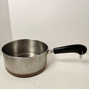 MCM Vintage Revere Ware 2 Qt Copper Clad Stainless Steel Saucepan Pot Made USA